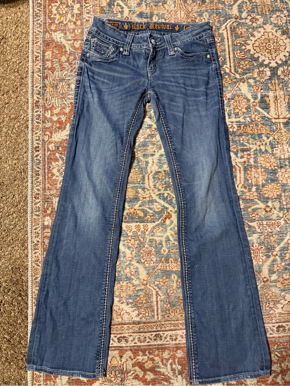 Rock Revival Wide Leg Jeans in Medium Blue Wash